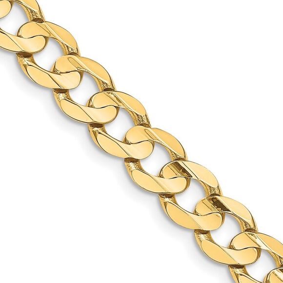 14k Yellow Gold 22 inch 8.5mm Open Concave Curb with Lobster Clasp Chain